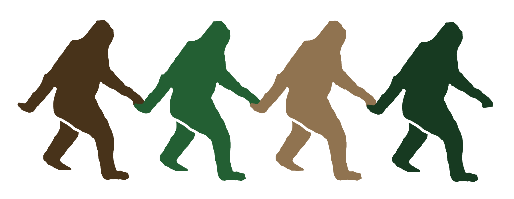 Sasquatch Sillouettes Holding Hands